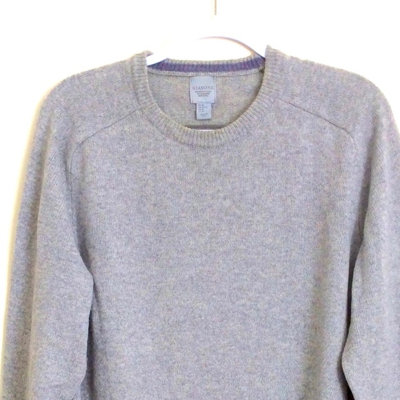 Giasone light Gray Sweater 90% Merino Wool, 10% Cashmere Made in Italy Sz XL - Picture 2 of 6